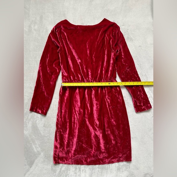Beltaine Womens Valentina Red Velvet Holiday Party Cocktail Wrap Dress, Size S - Picture 7 of 7